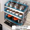 ZDMEI 3-Tier Pull-down Cabinet Organizer,Stainless Steel Cabinet Pull-down Shelves,Home Closet Storage Lift Basket,for Kitchen,Cafe Cabinet(560x280x630mm) view 3