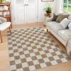 LIVEBOX Checkered 5x7 Area Rug, Washable Rug for Boys Living Room, Brown view 1