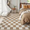 LIVEBOX Checkered 5x7 Area Rug, Washable Rug for Boys Living Room, Brown view 4