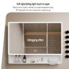 Aluminum Medicine Mirror Cabinet with Lights,LED Lighted Vanity Mirror with Anti-Fog,Smart Vanity Mirror Cabinet with Open Rack,LED Lighted Vanity Mirror,Touch switch,Paper hole,Beauty storage rack(Gr view 3