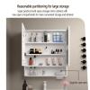 Aluminum Medicine Mirror Cabinet with Lights,LED Lighted Vanity Mirror with Anti-Fog,Smart Vanity Mirror Cabinet with Open Rack,LED Lighted Vanity Mirror,Touch switch,Paper hole,Beauty storage rack(Gr view 4