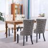 JETEAGO Velvet Dining Chair Set of 4, Upholstered Tufted Dining Room Chair with Nailhead Trim and Wood Leg for Kitchen, Beige Plaid view 1
