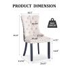 JETEAGO Velvet Dining Chair Set of 4, Upholstered Tufted Dining Room Chair with Nailhead Trim and Wood Leg for Kitchen, Beige Plaid view 2