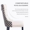 JETEAGO Velvet Dining Chair Set of 4, Upholstered Tufted Dining Room Chair with Nailhead Trim and Wood Leg for Kitchen, Beige Plaid view 4