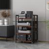 3/4/5/6-Tier AV Media Stand Audio Rack with Wooden Shelf and Steel Frame, Modern Entertainment Stereo Component Storage Cabinet CD Player Stand for Home/Office/Theater(C,4 Tier) view 1