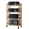 4-Tier AV Media Stand CD Rack Stereo Audio Rack Stand with Height Adjustable Wooden Shelf, Media Cabinet Entertainment Stereo Component Organizer for Home, Office and Theater(Natural,55cm) view 1