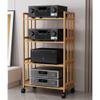 4-Tier AV Media Stand CD Rack Stereo Audio Rack Stand with Height Adjustable Wooden Shelf, Media Cabinet Entertainment Stereo Component Organizer for Home, Office and Theater(Natural,55cm) view 2