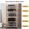 4-Tier AV Media Stand CD Rack Stereo Audio Rack Stand with Height Adjustable Wooden Shelf, Media Cabinet Entertainment Stereo Component Organizer for Home, Office and Theater(Natural,55cm) view 4
