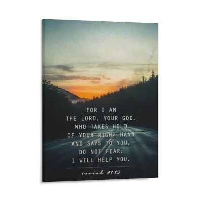 Inspirational Quotes Isaiah 41 13 Wall Art Bible Poetry Verses Framed Canvas Poster Wall Art for Home Living Room Farmhouse Wall Decor Gift 16x20inch(40x50cm)