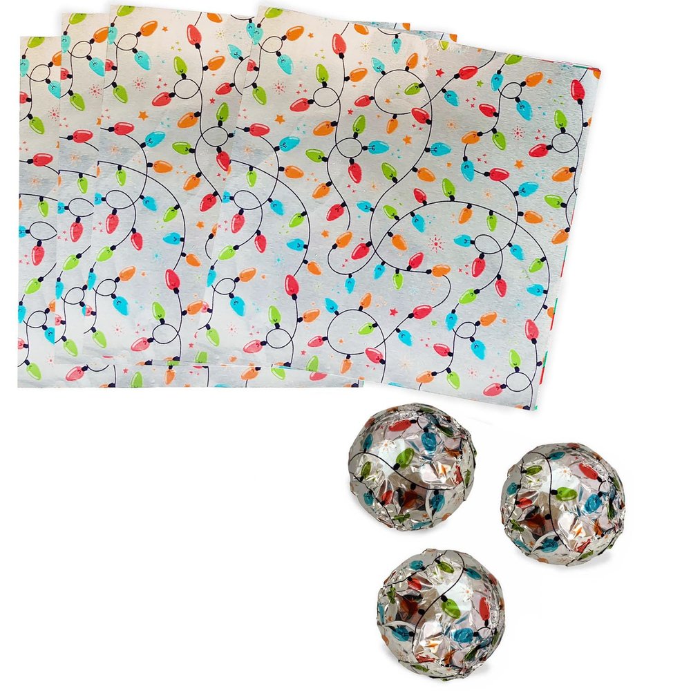 Christmas Lights Foil Candy Wrappers (3" x 3" (125 ct))
