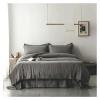 55% Cotton 45% Linen Duvet Cover with Ropes Double Full Queen 4Pcs Good Drape Silky Soft Comforter Cover Bed Sheet Pillowcases,Bed view 1