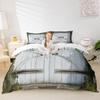 Feelyou Wood Barn Door Bedspread Twin Size Rustic Farm Quilted Coverlet for Kids Teens Adults Farmhouse Coverlet Set Quilted Room Decorations 2Pcs,1 Bedspread+ 1 Pillow Sham view 2