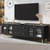 78.7'' Modern TV Stand for TVs up to 85 Inches, Entertainment Center Media TV Cabinet with Five Metal Legs and Metal Handles, 2 Drawers and 2 Cabinets with Fluted Glass Doors For Living room, Black view 1