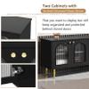 78.7'' Modern TV Stand for TVs up to 85 Inches, Entertainment Center Media TV Cabinet with Five Metal Legs and Metal Handles, 2 Drawers and 2 Cabinets with Fluted Glass Doors For Living room, Black view 4