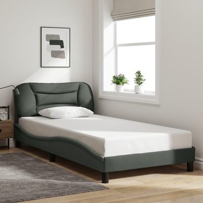 KCCKOM Bed Frame with Headboard Dark Gray 39.4"x79.9" Twin XL Fabric,Cozy Fabric Upholstered Platform Bed Frame with Headboard for Twin XL Mattress Bed Frames, Bed Accessories