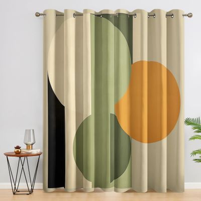 Yzdramesko Mid Century Modern Curtains for Living Room, Abstract Geometric Blackout Curtains for Bedroom - Minimalist Decor Window Curtains 84 Inches Long, Grommet Drapes 2 Panels Set