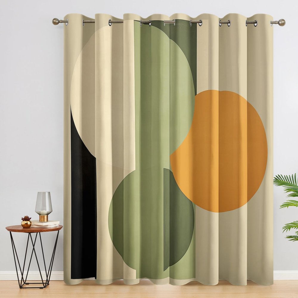 Yzdramesko Mid Century Modern Curtains for Living Room, Abstract Geometric Blackout Curtains for Bedroom - Minimalist Decor Window Curtains 84 Inches Long, Grommet Drapes 2 Panels Set