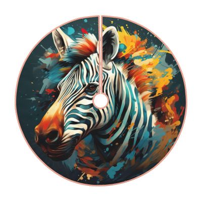 Abstract Animal Zebra Print Rustic Thick Xmas Tree Skirt Xmas Holiday Indoor Party Outdoor Decoration Christmas Pattern