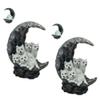 ICE ARMOR 2-PC Gift Set 7.75" H Wolf Cubs on Moon with LED Figurine Statue Sculpture Ornament Decoration Home/Room Decor for Housewarming, Holidays, Christmas Special view 1
