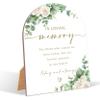White Rose In Loving Memory Sign, Wedding Ceremony Signs, 6 x 8 Inch Arch Wooden Tabletop Sign with Stand, Wedding Reception Decoration Supplies (BJ04) view 1