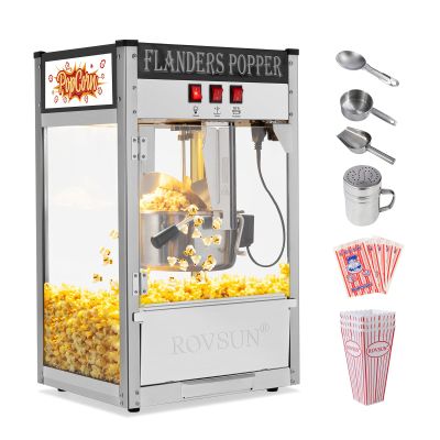 ROVSUN Popcorn Machine with 10 Ounce Kettle Makes Up to 4 Gallons, Countertop Popcorn Maker Commercial Popcorn Machine w/Stainless Steel Scoop, Oil Spoon & 3 Popcorn Cups, Black, ETL Certified