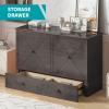 BALUS Murphy Cube Cabinet Bed with USB Charging Station, Queen Size Murphy Bed with Tri-Fold Memory Foam Mattress and Storage Drawers,Cabinet Wall Beds for Guest Room Apartment,Easy Assembly,Gray view 3