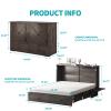BALUS Murphy Cube Cabinet Bed with USB Charging Station, Queen Size Murphy Bed with Tri-Fold Memory Foam Mattress and Storage Drawers,Cabinet Wall Beds for Guest Room Apartment,Easy Assembly,Gray view 4