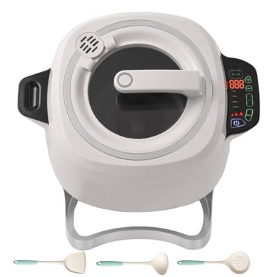 2000w 6l Drum Type Food Processor with Touch Screen, Automatic Cooking Pot Fried Rice Machine/360 Rotating & 3D All-Round Heating,With 3 Cooking Utensils, For Stir Frying,Stewing,Cooking