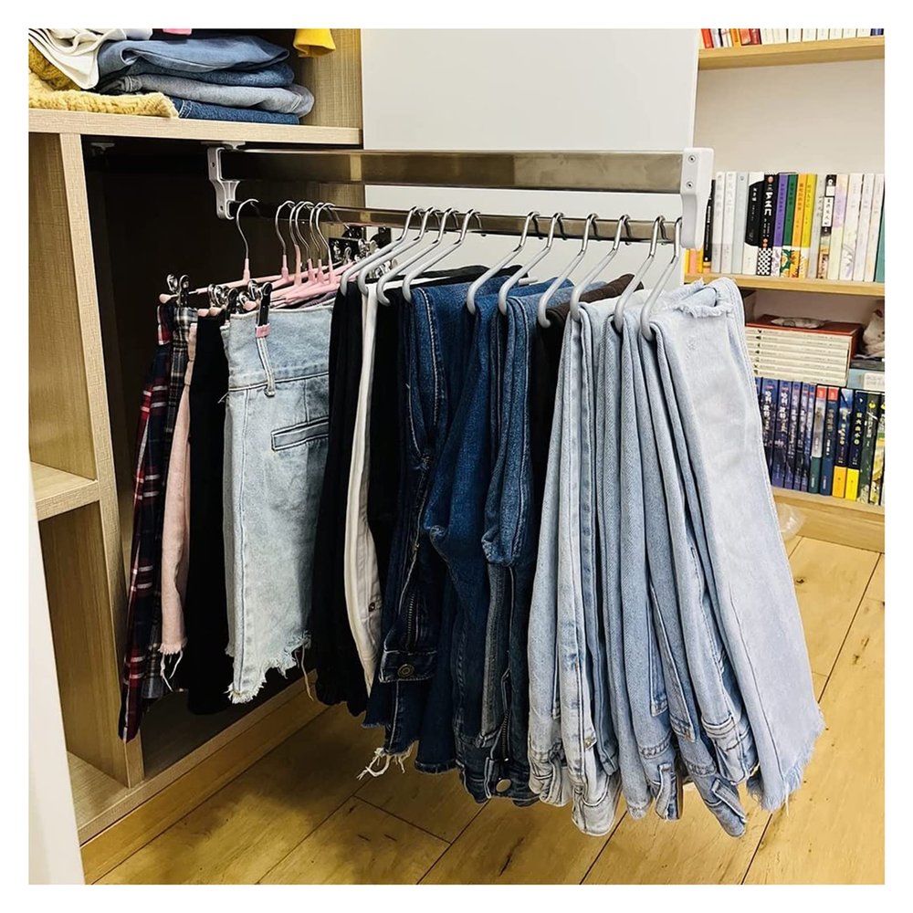 Adjustable Telescopic Clothes Rail Closet Organizer Rod with 25kg Load Capacity 30 80cm Steel Pant Coat Hanger Rack 400mm/15.7inch Size