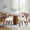 CHUN YI Dining Chairs Set of 6, Mid Century Modern Dining Room Chairs with Rattan Back, Upholstered Fabric Dining Chairs, Kitchen Side Chairs with Rubber Wood Legs, Beige view 1