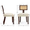 CHUN YI Dining Chairs Set of 6, Mid Century Modern Dining Room Chairs with Rattan Back, Upholstered Fabric Dining Chairs, Kitchen Side Chairs with Rubber Wood Legs, Beige view 2