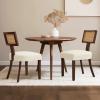 CHUN YI Dining Chairs Set of 6, Mid Century Modern Dining Room Chairs with Rattan Back, Upholstered Fabric Dining Chairs, Kitchen Side Chairs with Rubber Wood Legs, Beige view 3