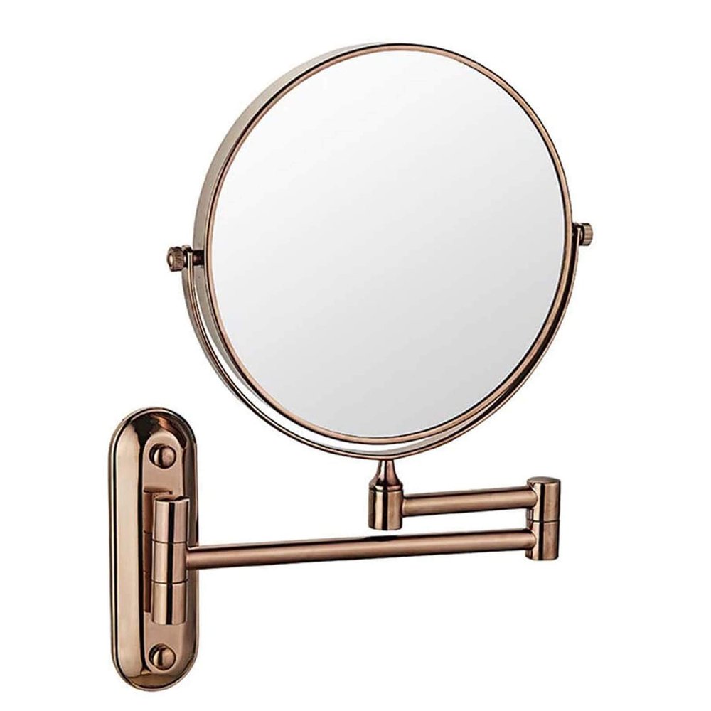 DAHSLNWKN Makeup Mirror Wall Mounted, Magnifier 10x Round Makeup Mirror, 360 Rotation Double-Sided Makeup Mirror, for Makeup, Shaving(Rose Gold)
