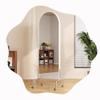 GRRICEPL Magazine Rack, Organizer with Full Body Mirror, Adjustable Mirror Angle, 4 Shelves with Guard, with Four 360 Swivel Pulleys(Beige) view 2