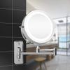 DAHSLNWKN Wall-Mounted Makeup Mirror Chrome Led7 Inch Mirror Telescopic Wall Mirror 3 Times Magnifying Glass Double Folding Mirror view 2