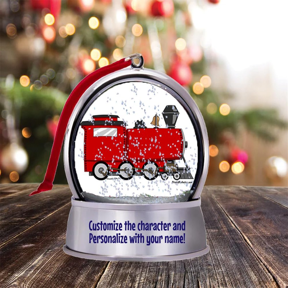 Personalized Friendly Folks Train Snow Globe Magnet - Great Gift!