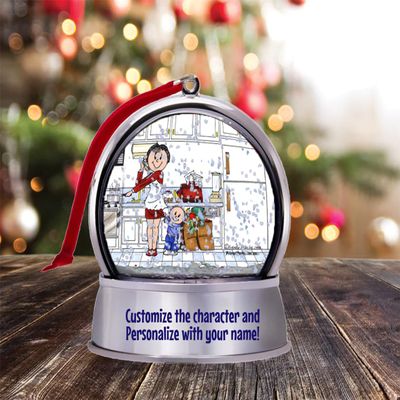 Personalized Friendly Folks #1 Mom Snow Globe Magnet - Great Gift!