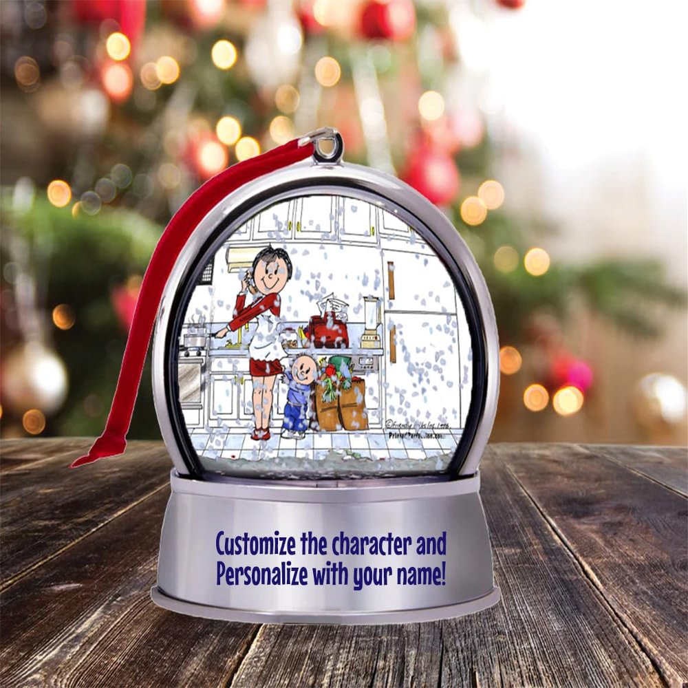 Personalized Friendly Folks #1 Mom Snow Globe Magnet - Great Gift!