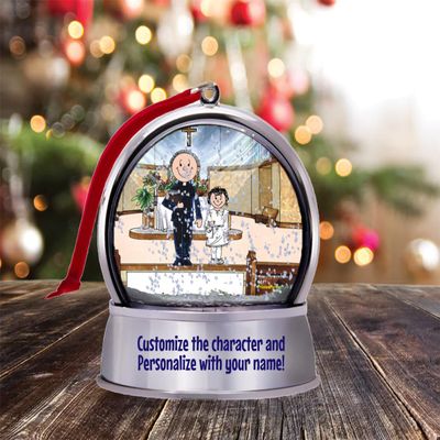 Personalized Friendly Folks Communion, Boy - Male Priest Snow Globe Magnet - Great Gift!