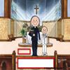 Personalized Friendly Folks Communion, Boy - Male Priest Snow Globe Magnet - Great Gift! view 4