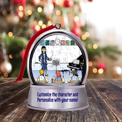 Personalized Name That Toon Music Teacher Snow Globe Magnet - Great Gift!