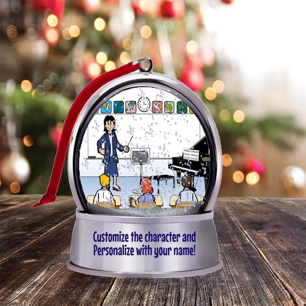 Personalized Name That Toon Music Teacher Snow Globe Magnet - Great Gift!