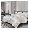 Luxury Silk Satin Silky Long Staple Cotton Duvet Cover Set White 4Pcs Chic Embroidery Bedding Set Bedspread Pillowcases,Bed view 2