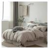 Premium Washed 100% French Linen Duvet Cover Breathable Comfy 4Pcs Bedding Set with Bed Sheet Pillowcases,Bed view 3