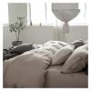 Premium Washed 100% French Linen Duvet Cover Breathable Comfy 4Pcs Bedding Set with Bed Sheet Pillowcases,Bed view 4