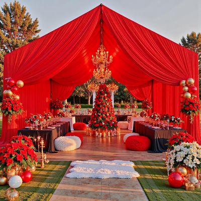 20ftx40ft Red Ceiling Curtain for Valentines Day Decoration 4 Panels Wrinkle-Free 40 FT Long Tent Draping Curtains for Wedding, Birthday & Theme Parties, 40ft Height with Rod Pocket