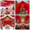 20ftx40ft Red Ceiling Curtain for Valentines Day Decoration 4 Panels Wrinkle-Free 40 FT Long Tent Draping Curtains for Wedding, Birthday & Theme Parties, 40ft Height with Rod Pocket view 2