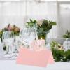 LOGOFUN 100PCS Floral Place Cards Rose Flower Name Cards Paper Hollow Rose Folded Tent Cards for Valentine's Day Wedding Party Supplies - Pink view 4
