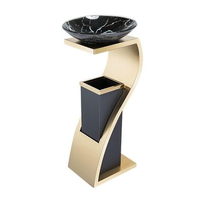 CAIMIAO Outdoor Trash Can Outdoor Trash Can Indoor/Outdoor Trash Can, Stainless Steel Garbage Can with Removable Inner Bucket and Top Tray, Commercial Waste B