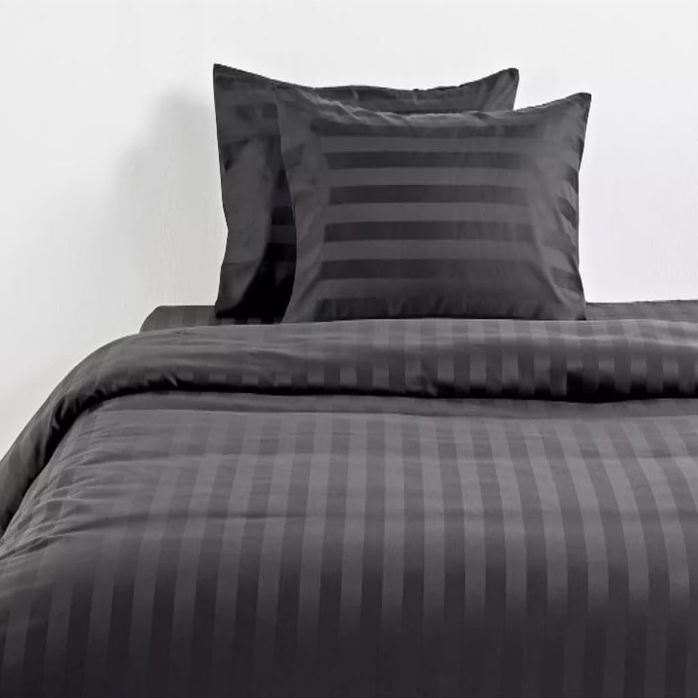 1000 Thread Count Damask Stripe 5 Piece Duvet Cover Set Oversized King Plus Size 120x128 Inch 100% Egyptian Cotton (1 Duvet Cover & 4 Pillow Shams) Zipper Closure & Corner Ties, Dark Grey Striped